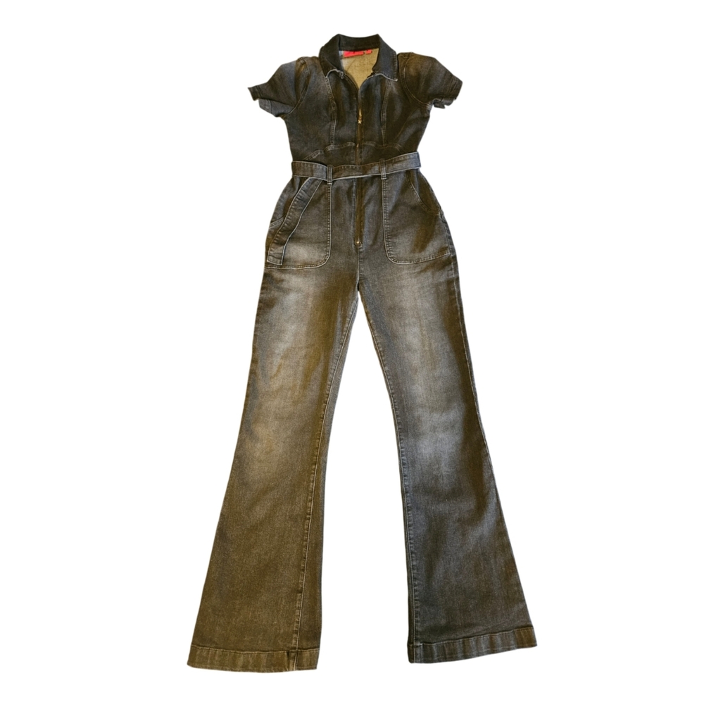 Black Jean Jumpsuit-NWOT-Size Medium - Picture 4 of 16